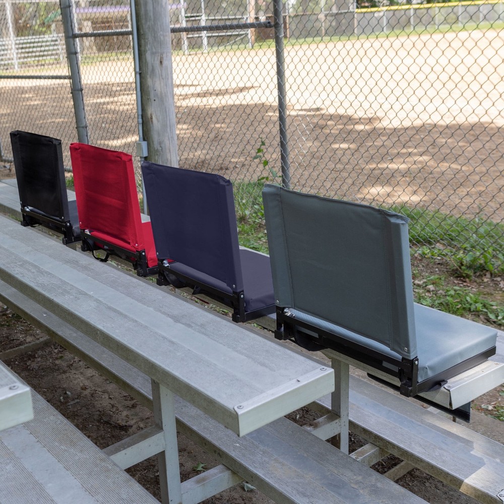 Bleacher Seat - Stadium Seat Cushion with Back Support, Gray