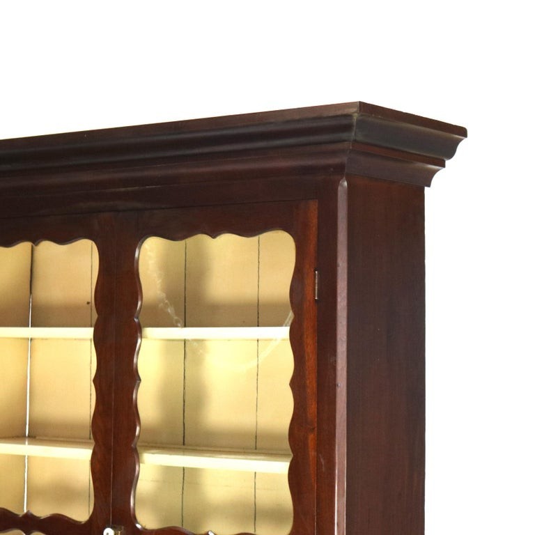 Antique Two-Piece Walnut Step Back Bookcase C1910