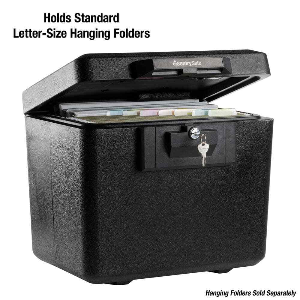 Safe File Box 0.61 cu. ft. Black Fireproof Letter-Sized File Folders 2-Keys