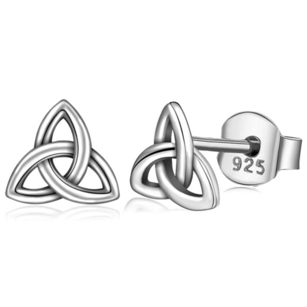 Sterling Silver Trinity Celtic Earrings with Gift Box - Stud Earrings