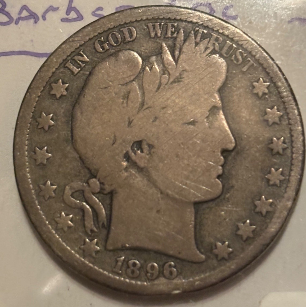 1896-s Barber Half Dollar , better date , VG