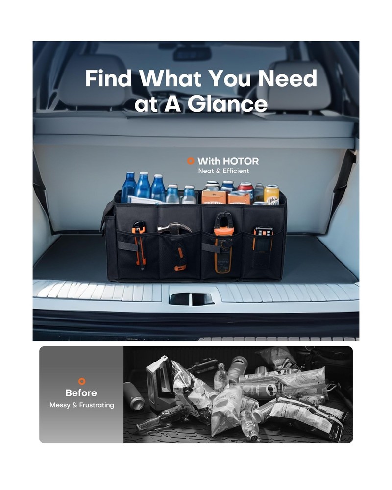 HOTOR Trunk Organizer - Car Organizer, Foldable Trunk organizer for SUVs & Se...