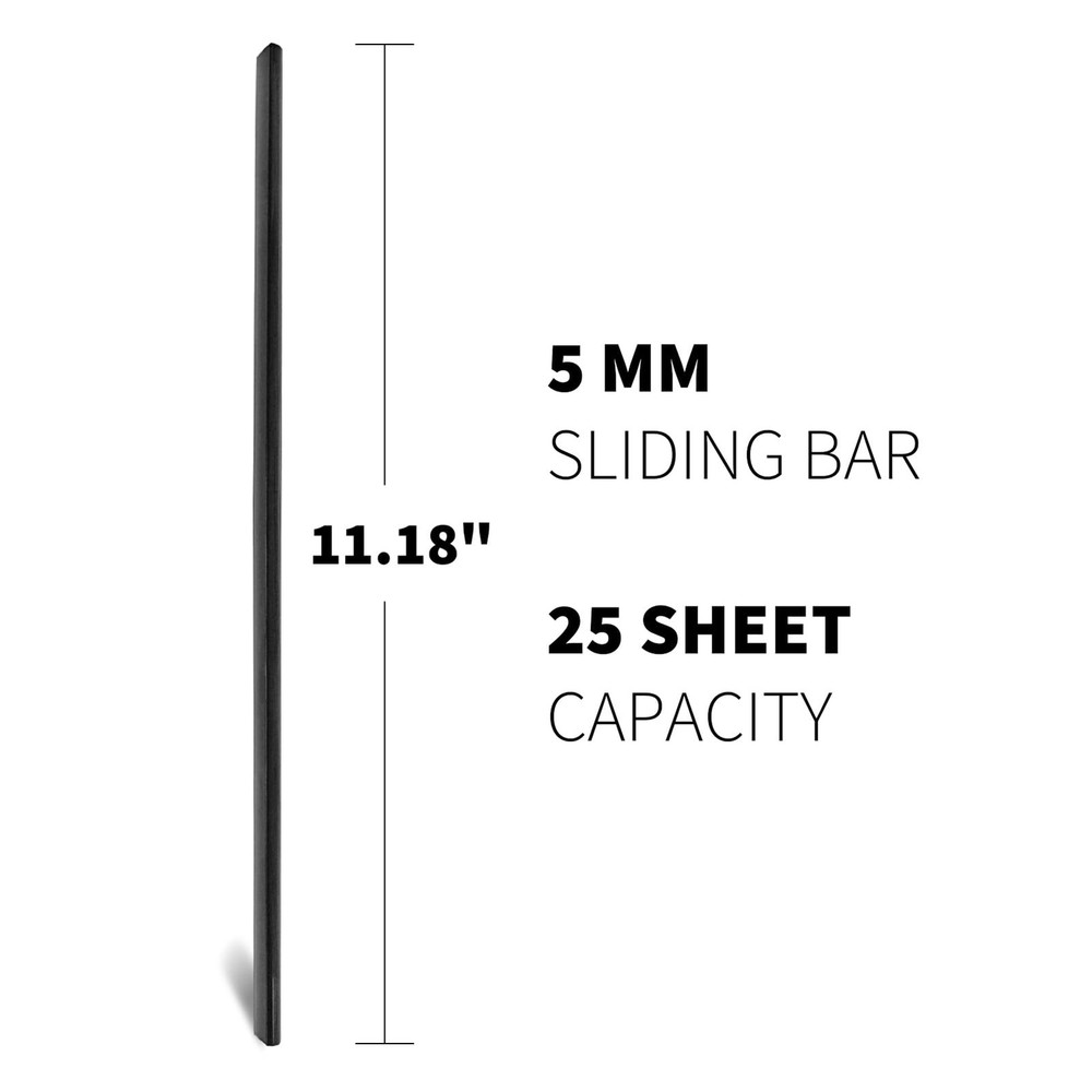 25 Pack Binding Bars, 25-Sheet Capacity Slide Grip Binding Bars, Black, 5mm T...