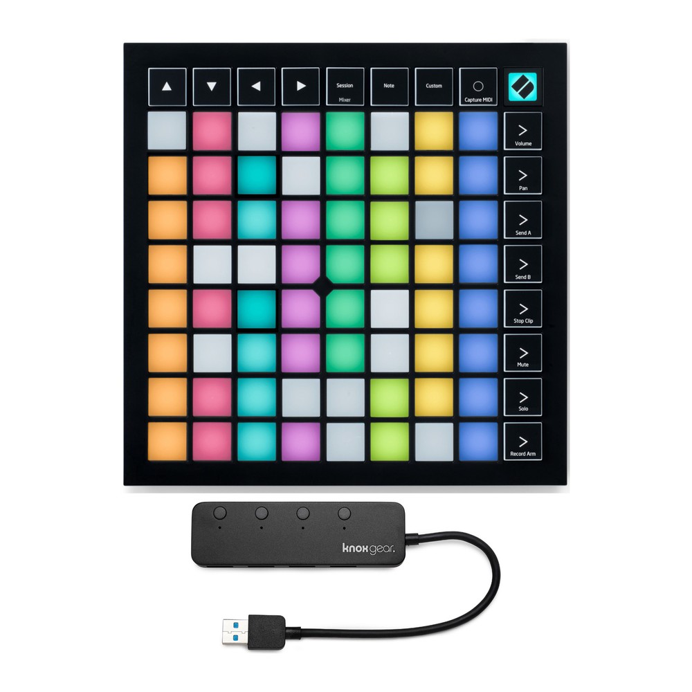 Novation Launchpad X Grid Controller Ableton Live w/ Knox 3.0 4 Port USB HUB