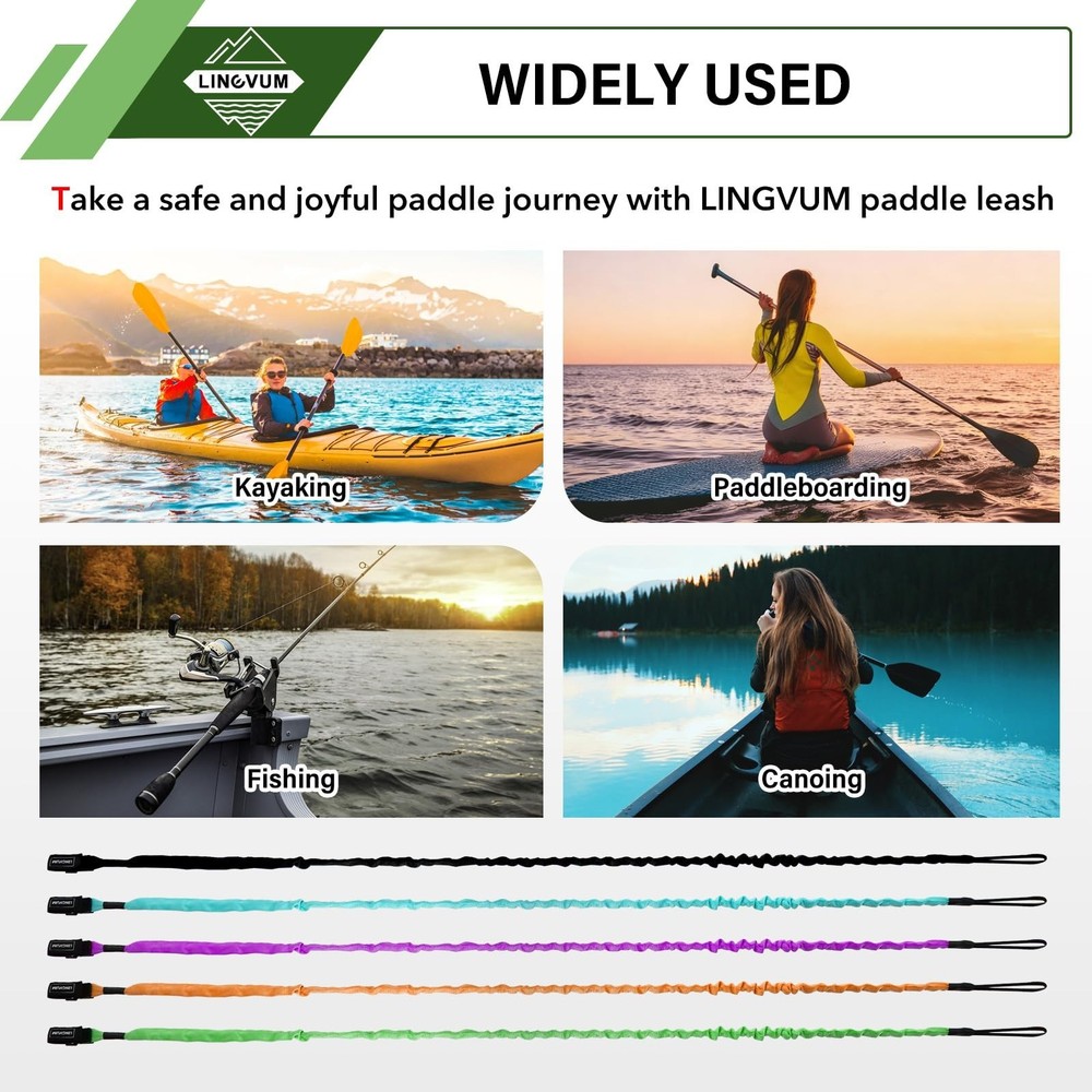 Kayak Paddle Leash Stretchable Coiled Rod Leash for Kayak, Paddleboard Paddle...