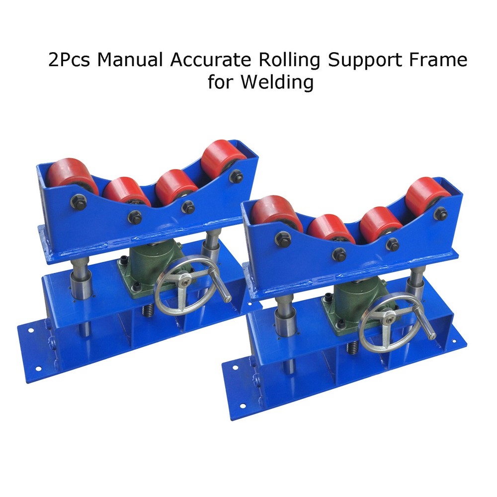 2-Pcs 1100Lbs Capacity Manual Roller Accurate Rolling Support Frame for Welding