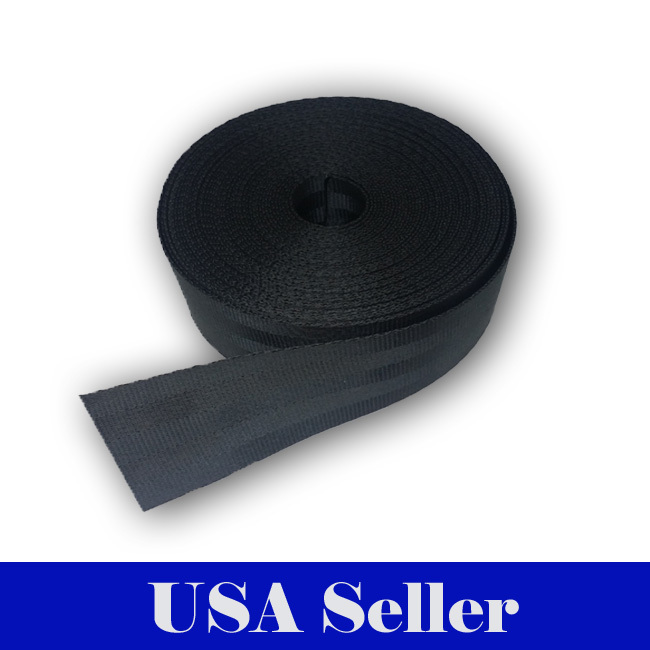 5 Yards 1.5" Seat-belt Black Polyester Webbing Strap Repair 5 Panel 3000 lbs
