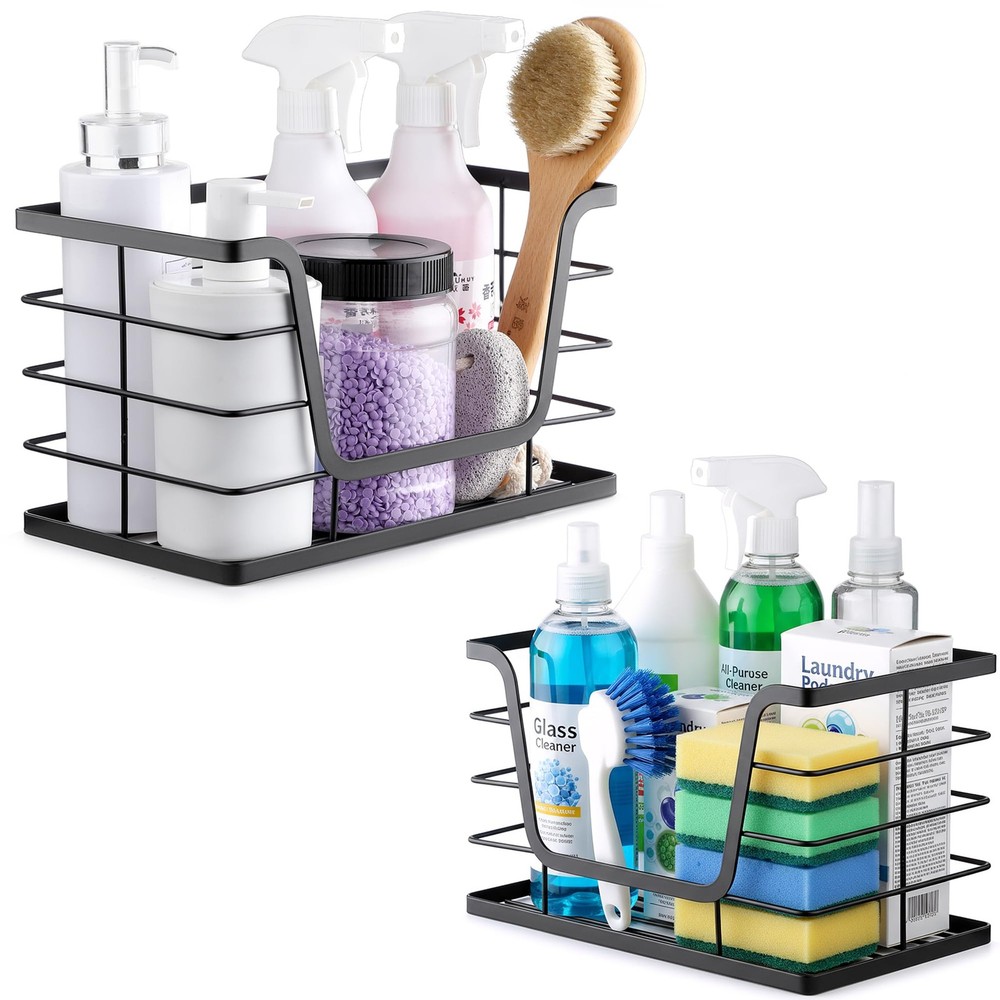 ALOCEO 2 Pack Storage Stackable 2-Pack - Medium&Small, - M&S Black