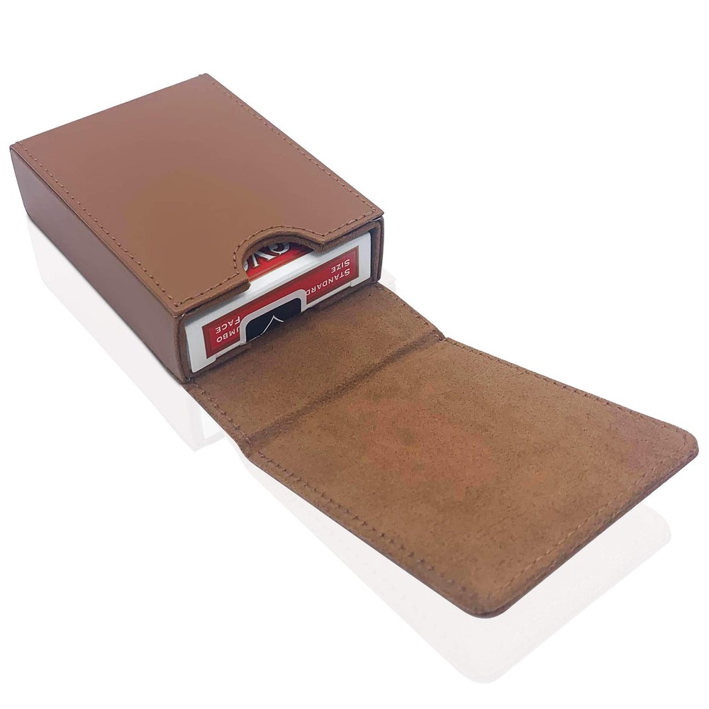Single Deck Leather Playing Card Case/Holder - Fits Poker and Bridge size car...