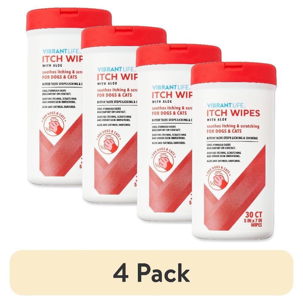 Itch Relief Wipes for Dogs and Cats with Aloe 30 Count 4 Pack