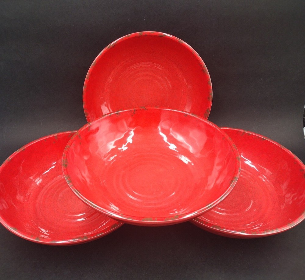Melamine Serveware 4 Piece Red Bowl Set