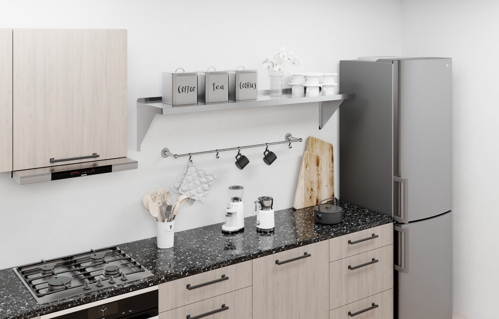 14" Width x 60" Length | Stainless Steel Wall Shelf | Square Edge