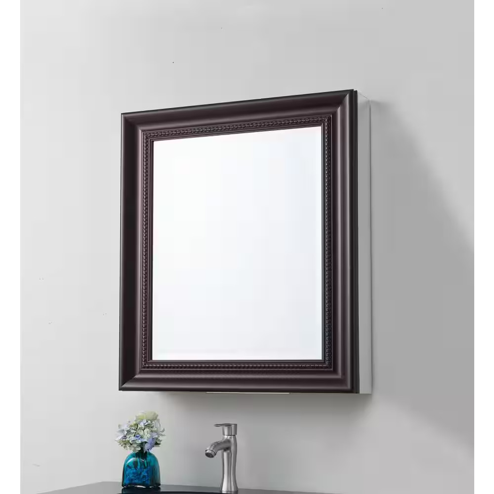 24 In. W X 30 In. H Rectangular Medicine Cabinet with Mirror