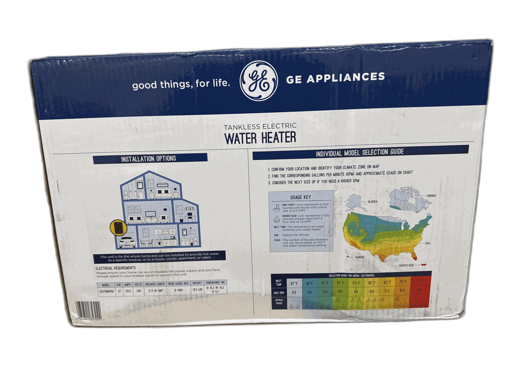 GE 5.4 GPM Tankless Electric Water Heater 27 kW 240V Whole Home Unit