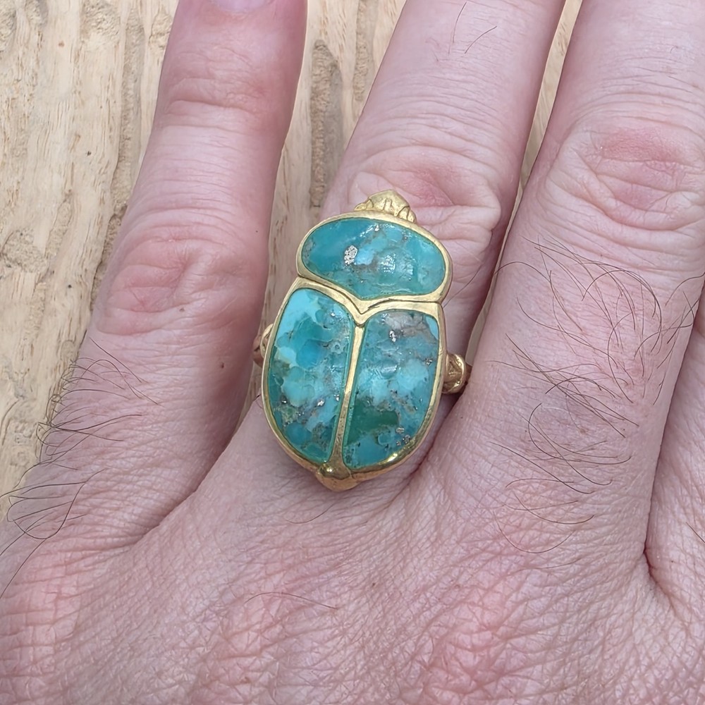 Turquoise Inlay Beatle Ring Size 10.5