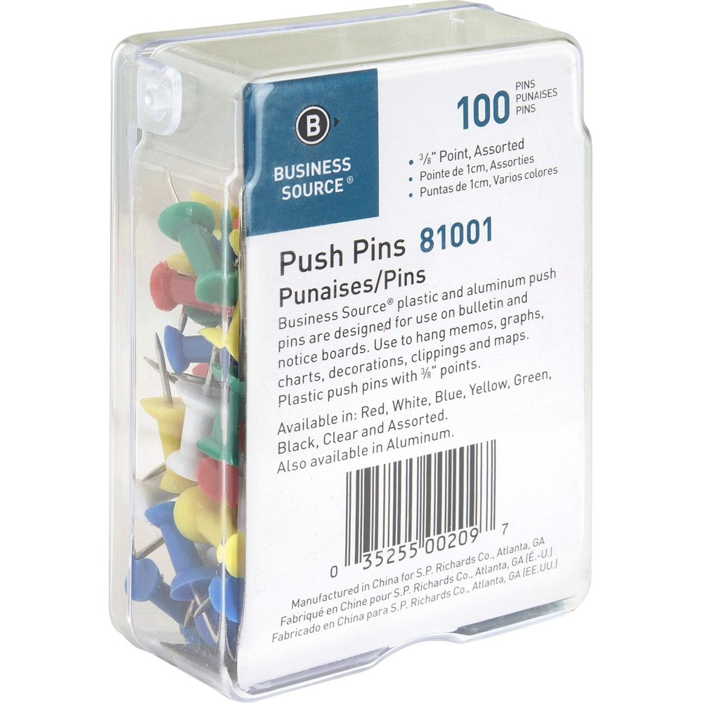 Business Source Pushpin, Assorted (81001) 10" x 2.5" x 14.4",