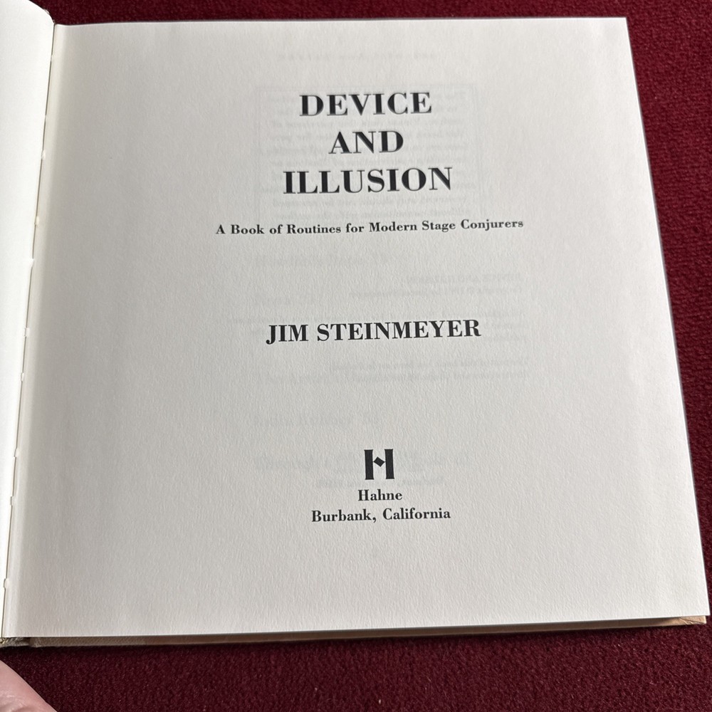 Device and Illusion-Jim Steinmeyer Magic Book-1st Ed Stage Illusion Plans-OOP
