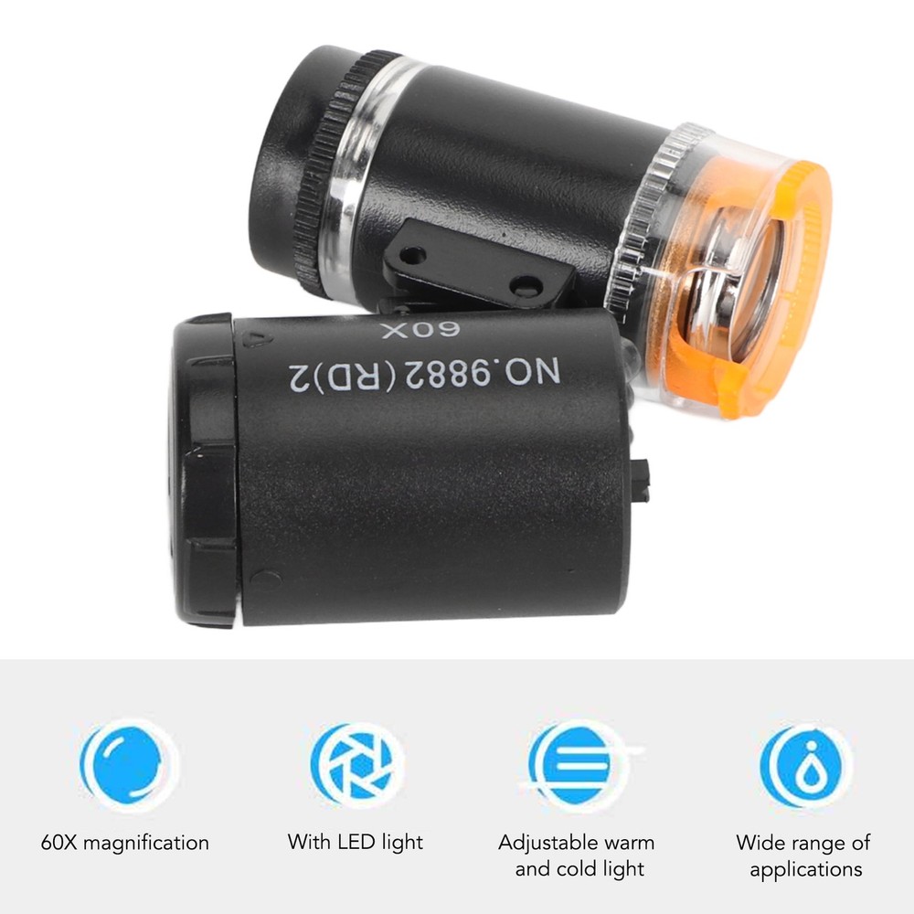 Mini 60X LED Microscope & UV Currency Detector Adjustable Light Angle PocketNew☚