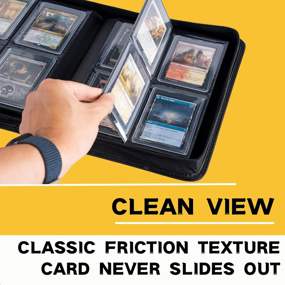 Top Loader Binder, Holds 128+ Toploaders, 4 Pocket Top Loader Card Storage Case,