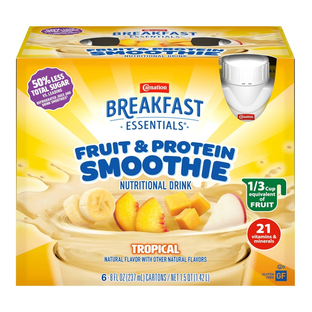 Carnation Breakfast Essentials Fruit & Protein Smoothie Nutritional Drink Shakes