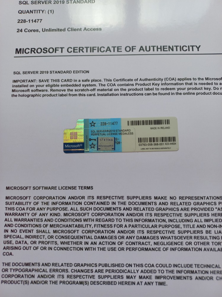 Microsoft SQL Server 2019 Standard 24 Core License unlimited User CALs 228-11477