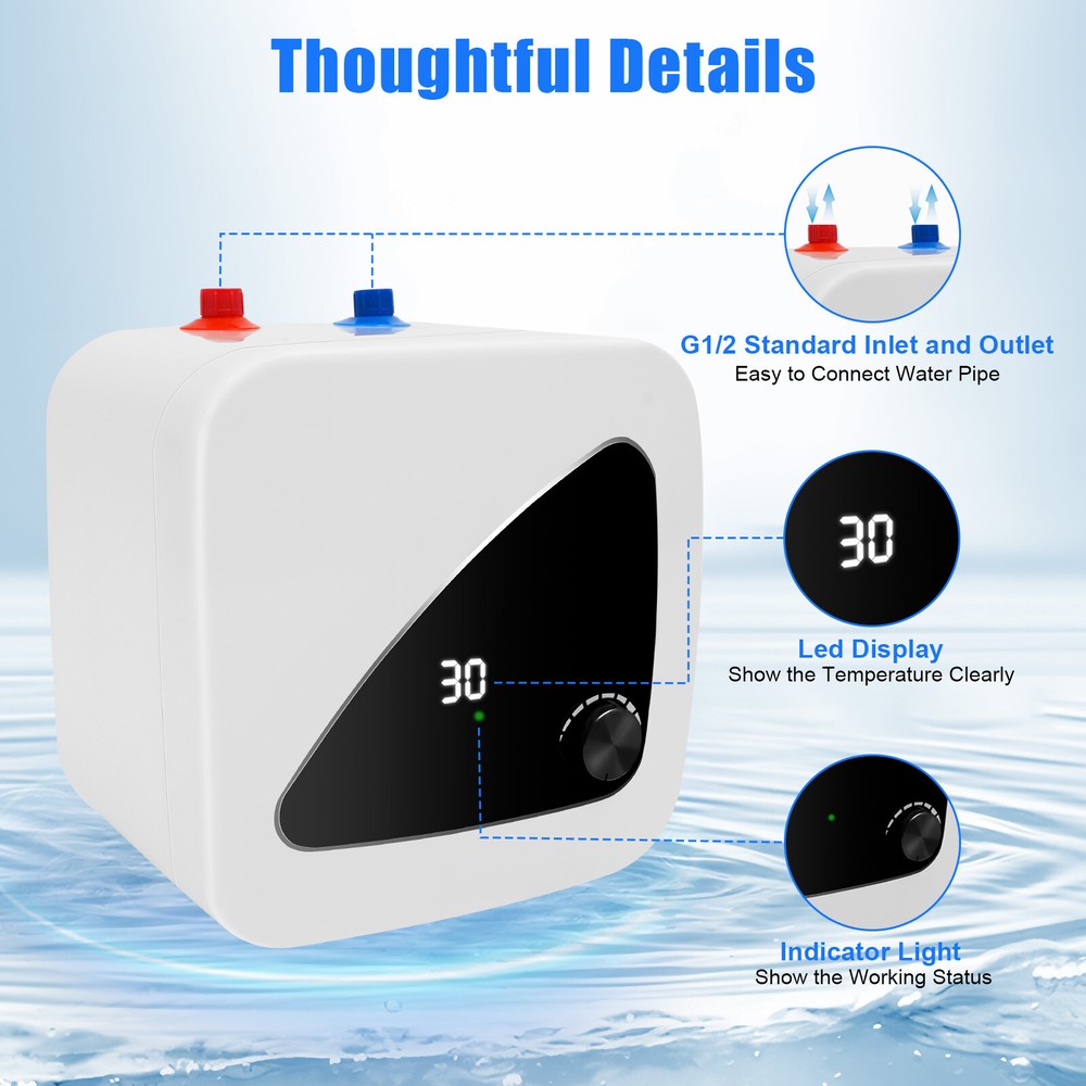 US 8L Mini-Tank Electric Hot Water Heater for Kitchen 1500W Watt 110V New