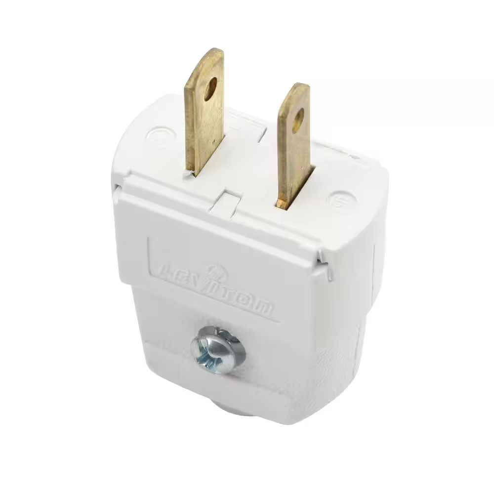 15 Amp 125-Volt 2-Pole 2-Wire Polarized Plug, White 101-WH