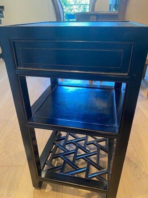 Vintage Side Side Table With Shelf And Cabinet