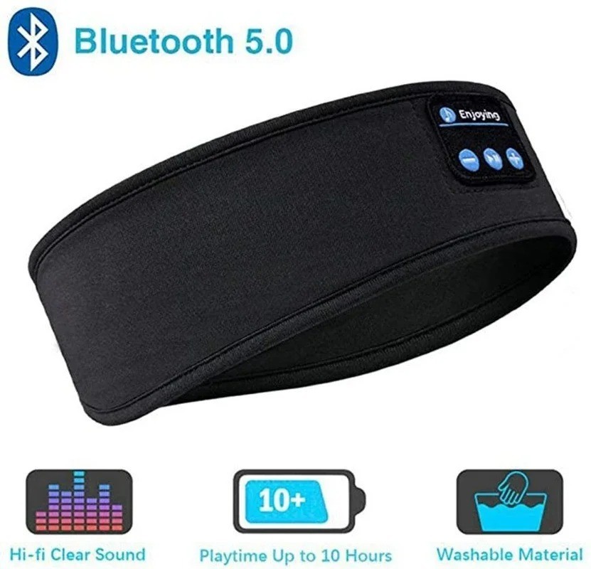 Comfortable Bluetooth sleep mask with soft elastic headband, wireless headphones