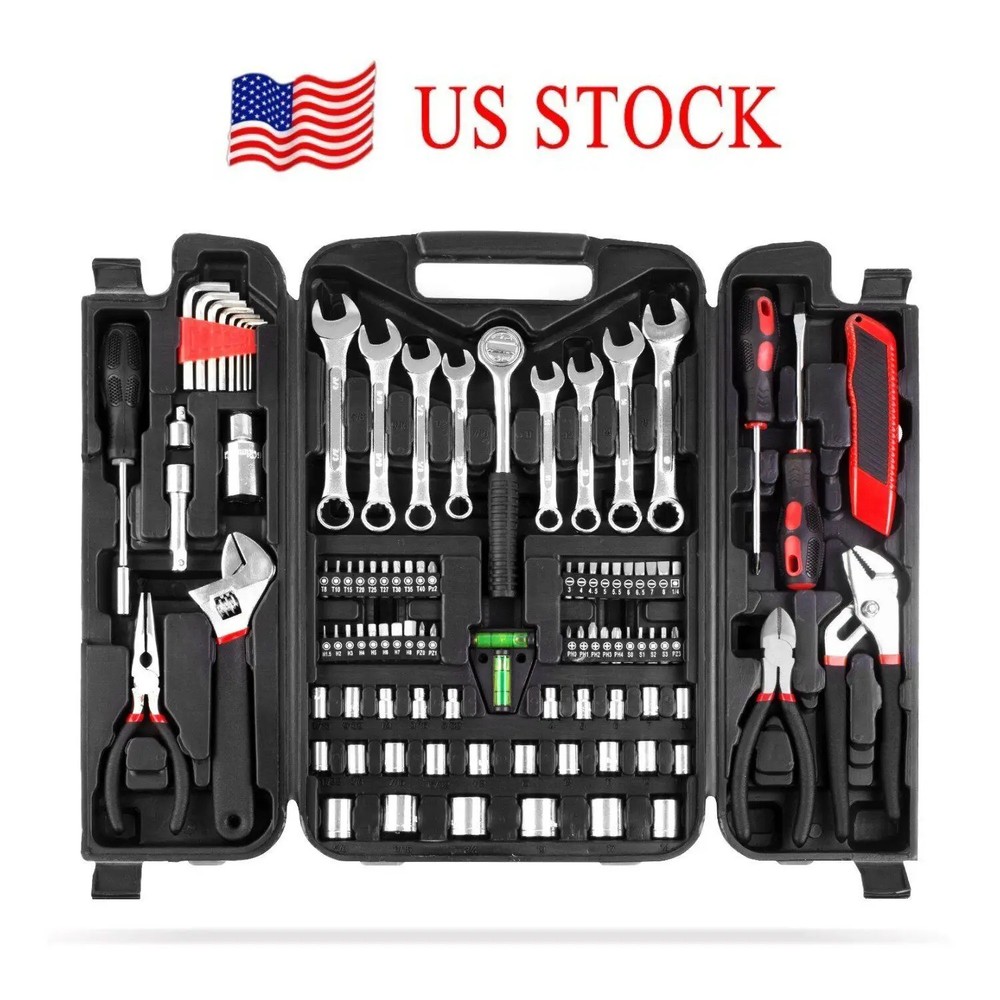95PCS Mechanics Tool Set, General Purpose Mixed Sockets and Wrenches Auto Repair