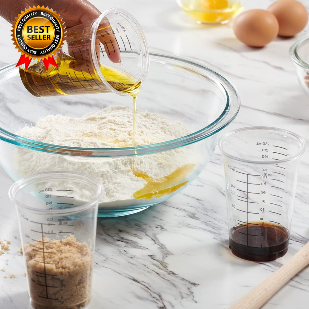 [10 Oz. - 50 Count] Multipurpose Disposable Plastic Measuring Cups Baking