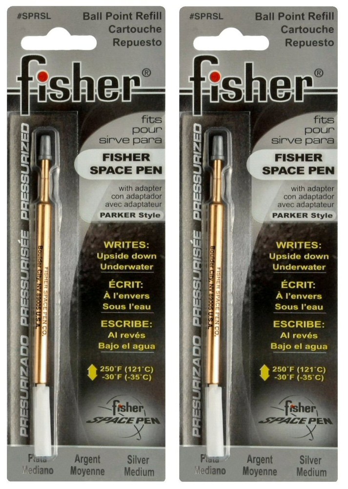 Two (2) Fisher Space Pen Silver Ink / Medium Point Refills / #SPRSL
