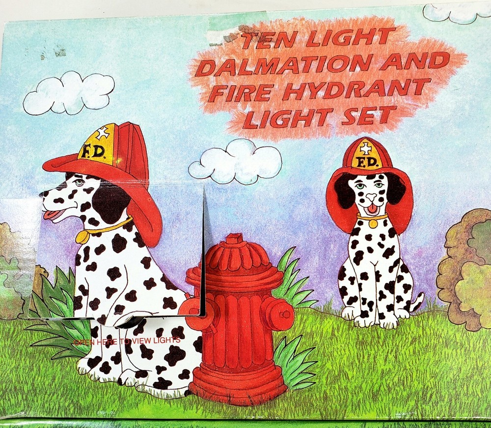 Dalmation Dog and Fire Hydrant Novelty String Light Set-Kurt Adler-Firefighter
