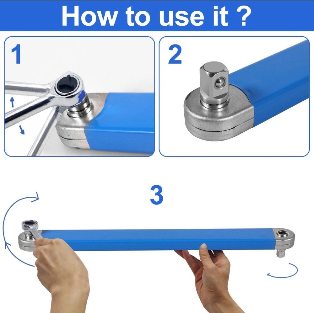 3/8" Offset Extension , 15" Impact Ready Socket Tool with 1/4" 3/8" 1/2" Square