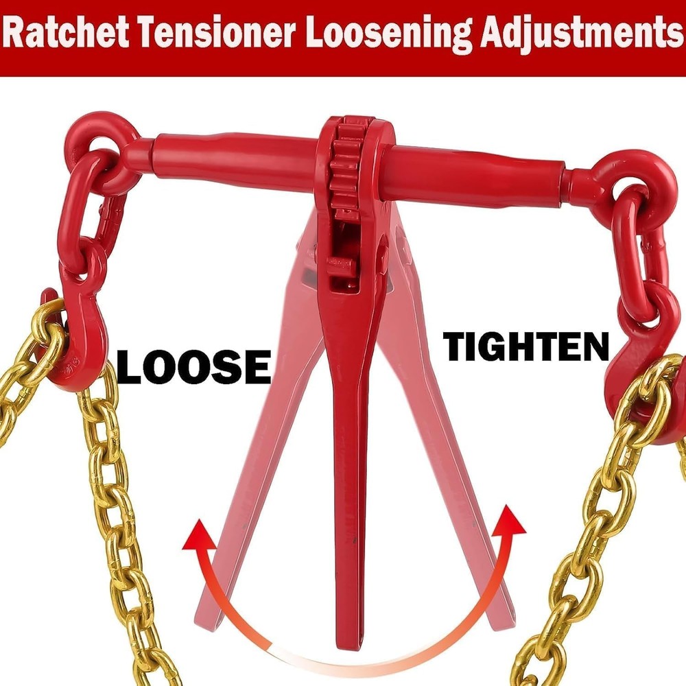2pcs Ratchet Load Binders, 5/16"-3/8" Chains and Binders Kit ,Grab Hooks
