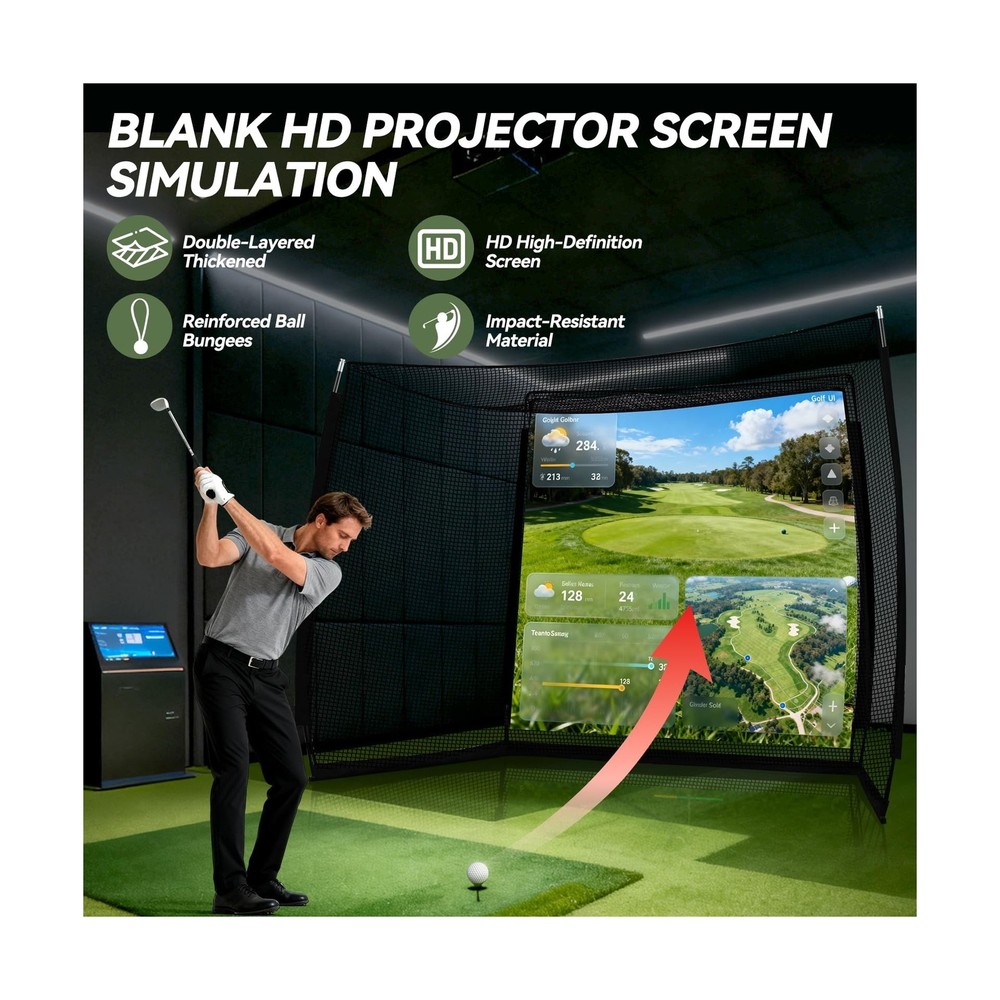Golf Practice Hitting Net with HD Simulator Screen and Target Cloth, 10x8 FT ...