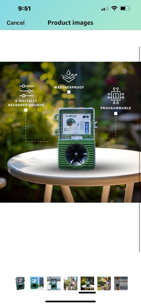 BirdXPeller Pro #2 Electronic Sonic Bird Repeller Decoy 1 Acre Coverage