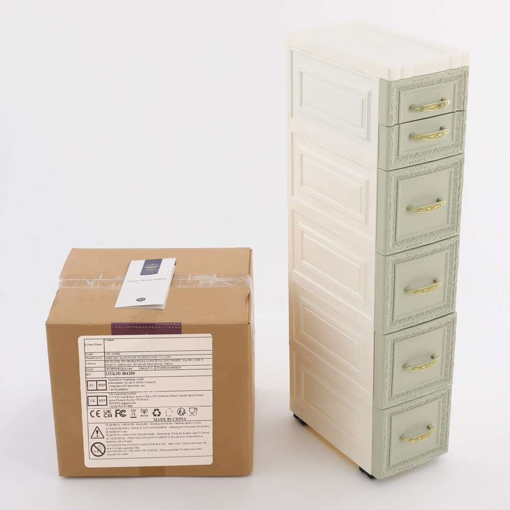 5-layer three-dimensional embossed pattern storage cabinet 18x32x84- green, PP.