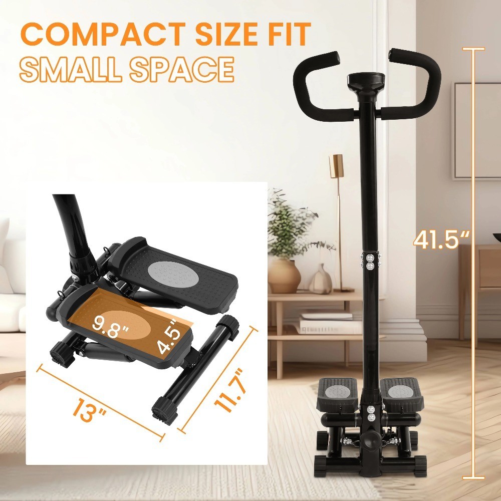 Mini Steppers with Handlebar, Stair Steeper with Resistance Bands