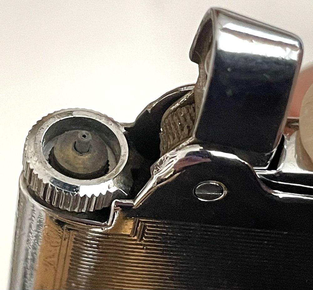 VARAFLAME ADONIS by RONSON Cigarette Lighter CHROME Model '60s BROWN CASE