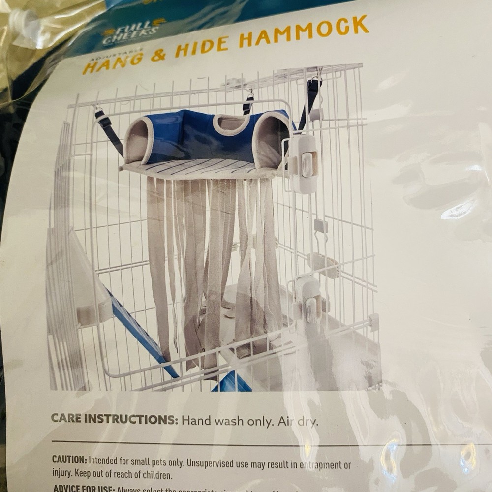 Full Cheeks Ferret Hammock Bed Blue Patterned Small Pet Cage Unused Open Box