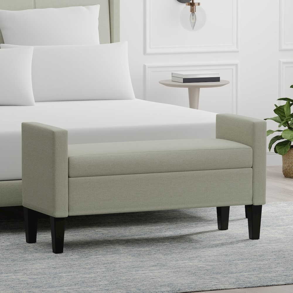 46" Storage Bench with Arms - Beige
