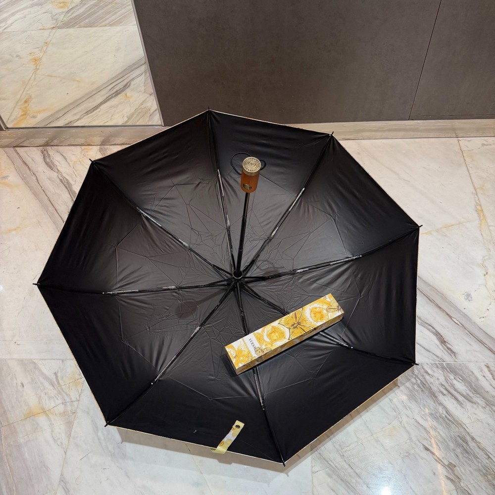 Versace white butterfly pattern Umbrella Automatic 3-Fold Sun Rain Parasol