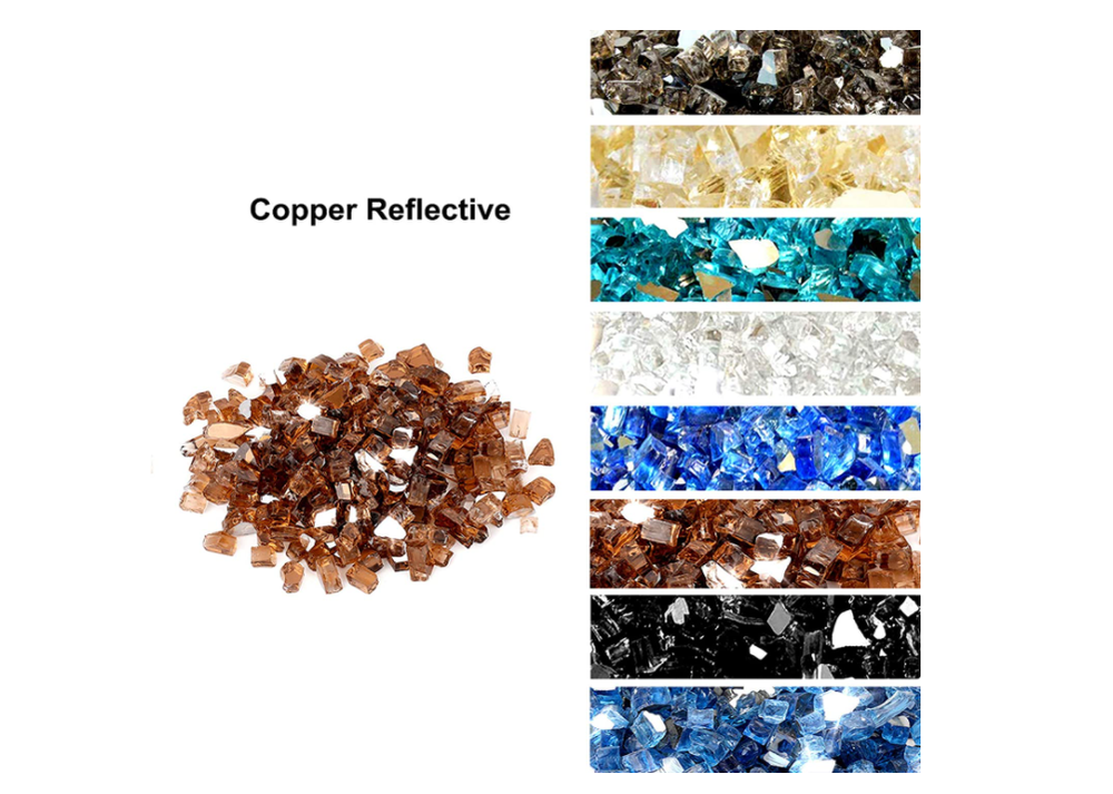 SKYFLAME HIGH LUSTER FIRE GLASS COPPER REFLECTIVE 1/2" TEMPERED 10LBS NEW