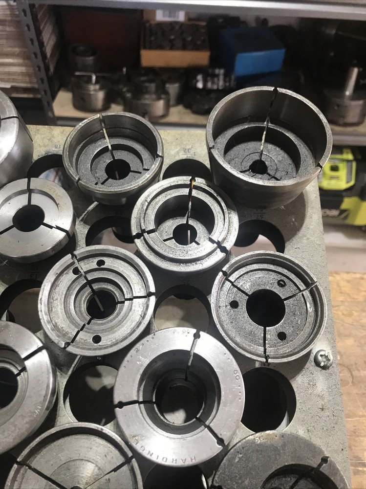 Hardinge 4” Thru 1” DIAMETER 5C EMERGENCY COLLETS - Hardinge Qty 31 With Rack