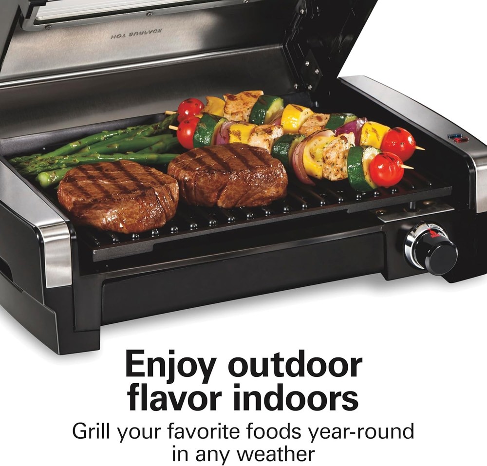 Indoor Electric Searing Grill with Adjustable Temperature & Viewing Window