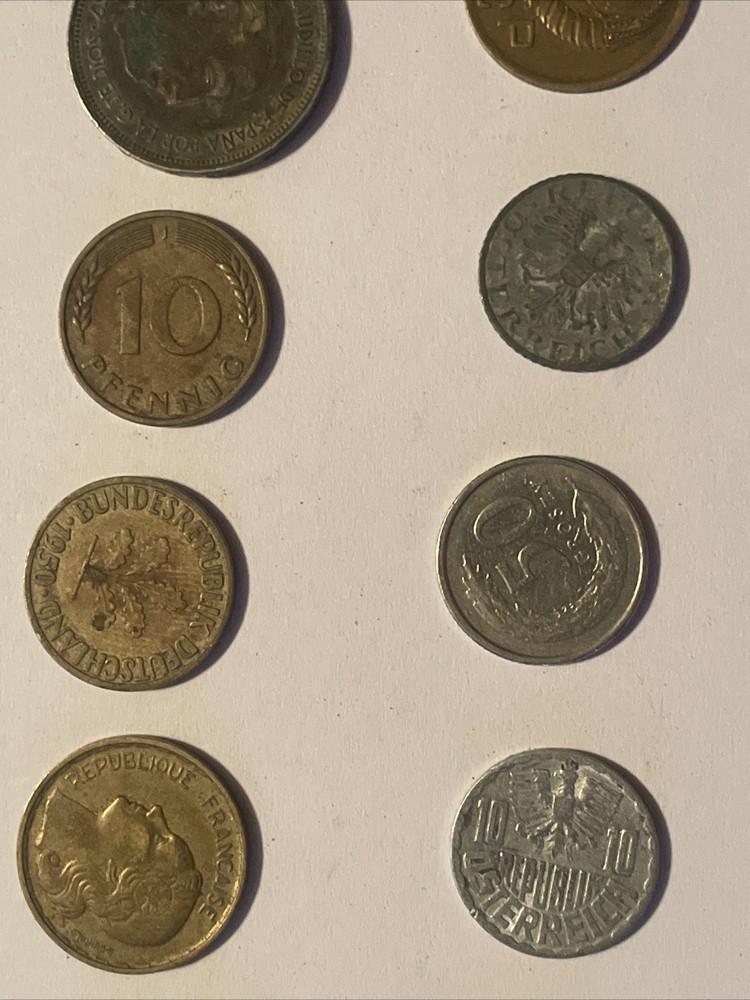 10 Europe 🪙 Different Coins Years Counties Denomination . 🇮🇹🇩🇪🇫🇷 Value
