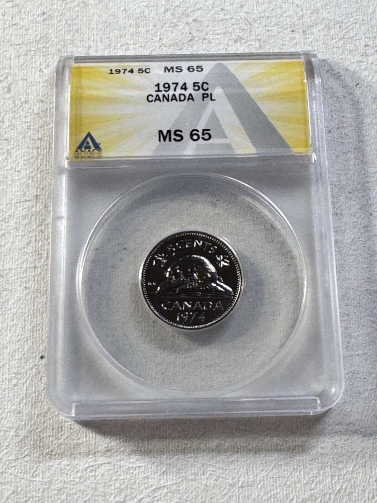 1974 Canada 5 Cents Proof Like Graded MS 65 by ANACS