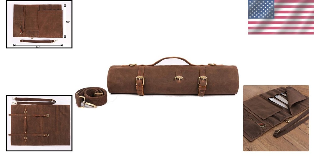 Durable Chef Knife Storage Roll - Heavy-Duty Canvas Bag with 18" Capacity