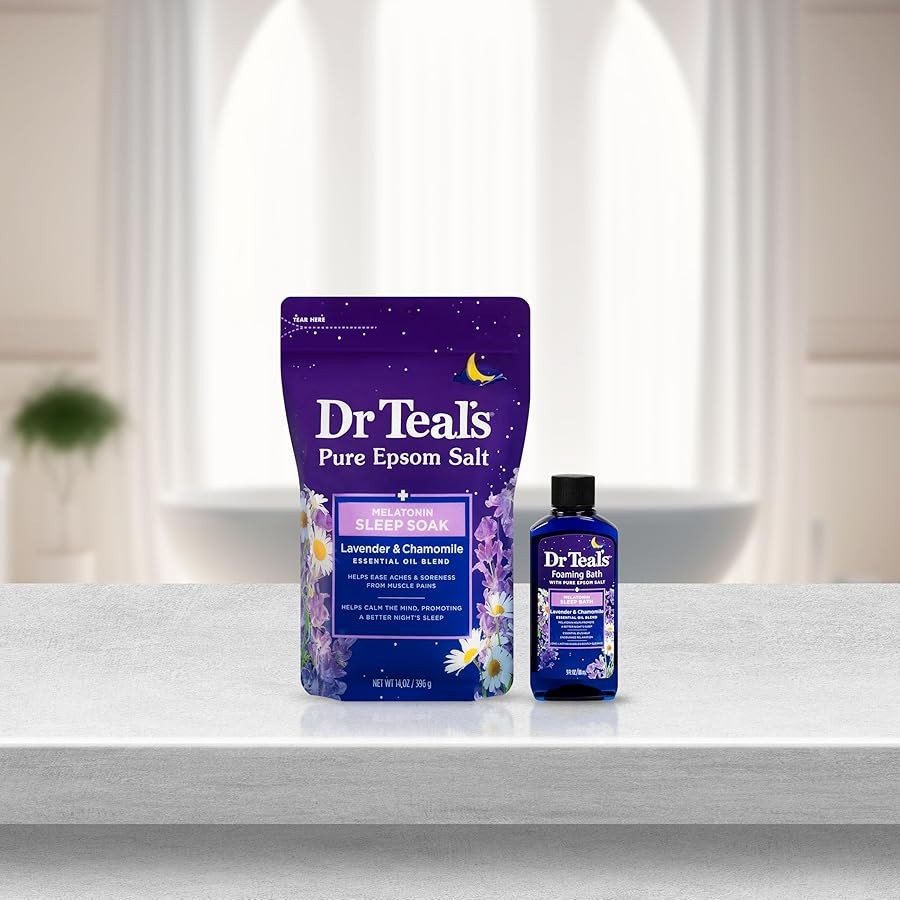 Dr Teal's Melatonin Essential Oils Bath Sampler Set Epsom Salt Foaming Bath